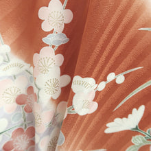 Load image into Gallery viewer, Furisode Reddish Brown Black Gold Chrysanthemum Tall Silk #9610H5