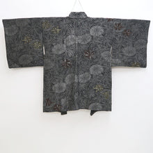 Load image into Gallery viewer, Haori Jacket Vintage(1950-1980) Black Silver Gold Chrysanthemum Kikuzukushi Silk #9762A3