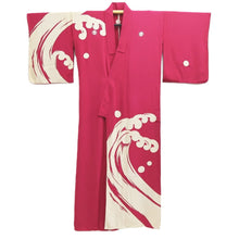 Load image into Gallery viewer, Kimono Vintage(1950-1980) Magenta Wave Unlined Hitoe Silk #10784D4