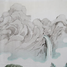 Load image into Gallery viewer, Men's Haori Vintage(1950-1980) Black Montsuki Landscape Silk #10417A2