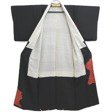 Load image into Gallery viewer, Tomesode Vintage(1920-1950) Black Hand painted Crane Birds Silk #10408A2