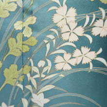 Load image into Gallery viewer, Kimono Blueish Green Chrysanthemum Nadeshiko Silk #10539B3