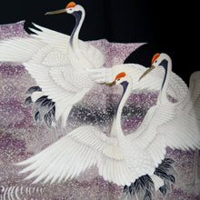 Load image into Gallery viewer, Tomesode Black Crane Birds Silk #10398A1