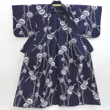 Load image into Gallery viewer, Yukata Vintage(1950-1980) Navy Umbrella Cotton #9919B4