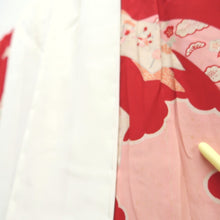 Load image into Gallery viewer, Juban Vintage(1950-1980) Red Pink Crane Birds Silk #10510B2