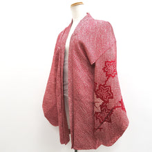 Load image into Gallery viewer, Haori Jacket Vintage(1950-1980) Red Full Shibori Maple Leaf Branch Silk #10195D5