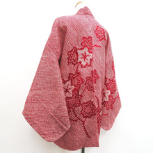 Load image into Gallery viewer, Haori Jacket Vintage(1950-1980) Red Full Shibori Maple Leaf Branch Silk #10195D5