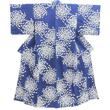 Load image into Gallery viewer, Yukata Vintage(1950-1980) Blue Chrysanthemum Cotton #10354F3