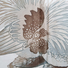 Load image into Gallery viewer, Men's Haori Vintage(1950-1980) Black Blue Ohshima Rooster Silk #10887E4