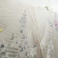 Load image into Gallery viewer, Furisode White Plum blossom Peony Silk #10309E5