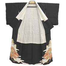 Load image into Gallery viewer, Tomesode Vintage(1920-1950) Black Crane Birds Hand painted Silk #10499B1