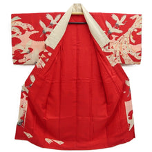 Load image into Gallery viewer, Juban Vintage(1950-1980) Red Pink Crane Birds Silk #10510B2