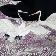 Load image into Gallery viewer, Tomesode Black Crane Birds Silk #10398A1