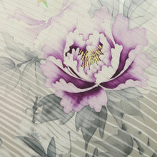 Load image into Gallery viewer, Furisode White Plum blossom Peony Silk #10309E5