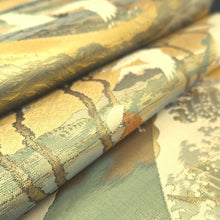 Load image into Gallery viewer, Fukuro Obi Gold Hokusai Ukiyoe Crane Birds Silk BB348W1