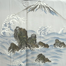 Load image into Gallery viewer, Men's Haori Vintage(1950-1980) Dark Blue Curling Wave Silk #10646C4