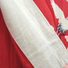 Load image into Gallery viewer, Juban Vintage(1950-1980) Red Pink Crane Birds Silk #10510B2