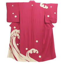Load image into Gallery viewer, Kimono Vintage(1950-1980) Magenta Wave Unlined Hitoe Silk #10784D4