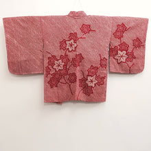 Load image into Gallery viewer, Haori Jacket Vintage(1950-1980) Red Full Shibori Maple Leaf Branch Silk #10195D5