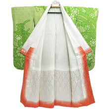 Load image into Gallery viewer, Furisode Light Green Shibori Chrysanthemum Silk #10320F1