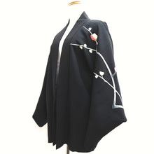 Load image into Gallery viewer, Haori Jacket Vintage(1950-1980) Black Plum blossom Branch Silk #10241E3