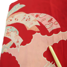 Load image into Gallery viewer, Juban Vintage(1950-1980) Red Pink Crane Birds Silk #10510B2