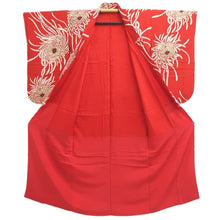 Load image into Gallery viewer, Kimono Vintage(1920-1950) Red Chrysanthemum Silk #10774D4