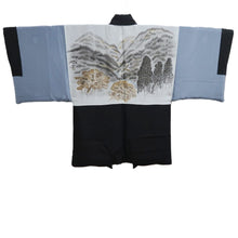 Load image into Gallery viewer, Men's Haori Vintage(1950-1980) Black Montsuki Bird Wide Silk #10418A2