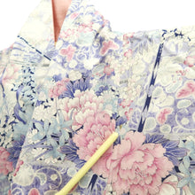 Load image into Gallery viewer, Furisode White Lavender Plum blossom Peony Folding Fan Silk #10550B4