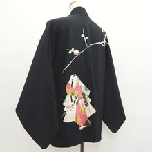 Load image into Gallery viewer, Haori Jacket Vintage(1950-1980) Black Plum blossom Branch Silk #10241E3