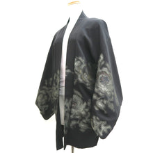 Load image into Gallery viewer, Haori Jacket Vintage(1950-1980) Black Silver Gold Flower Silk #9778A4