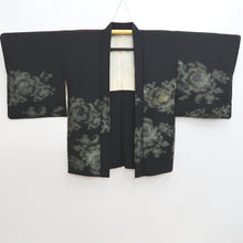 Load image into Gallery viewer, Haori Jacket Vintage(1950-1980) Black Silver Gold Flower Silk #9778A4