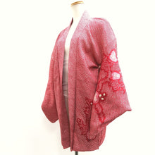 Load image into Gallery viewer, Haori Jacket Vintage(1950-1980) Reddish Pink Full Shibori Leaves Silk #10152D4