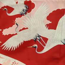 Load image into Gallery viewer, Juban Vintage(1950-1980) Red Pink Crane Birds Silk #10510B2