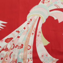 Load image into Gallery viewer, Juban Vintage(1950-1980) Red Pink Crane Birds Silk #10510B2
