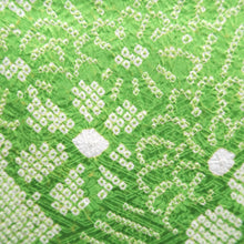 Load image into Gallery viewer, Furisode Light Green Shibori Chrysanthemum Silk #10320F1
