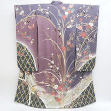 Load image into Gallery viewer, Furisode Gray Purple Peony Butterfly Tall Silk #9684J3