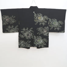 Load image into Gallery viewer, Haori Jacket Vintage(1950-1980) Black Silver Gold Flower Silk #9778A4