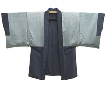 Load image into Gallery viewer, Men's Haori Vintage(1950-1980) Black Blue Ohshima Eagle Curling Wave Silk #10888E4