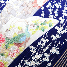 Load image into Gallery viewer, Kimono Blue Plum blossom Bird Tall Silk #9932B5