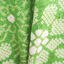Load image into Gallery viewer, Furisode Light Green Shibori Chrysanthemum Silk #10320F1