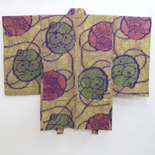 Load image into Gallery viewer, Haori Jacket Vintage(1920-1950) Yellow Blueish Purple Green Shibori Bamboo leaf Long Silk #9966C1