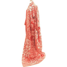 Load image into Gallery viewer, Furisode Red Shibori Wave Peony Silk #10321F1