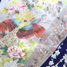 Load image into Gallery viewer, Kimono Blue Plum blossom Bird Tall Silk #9932B5