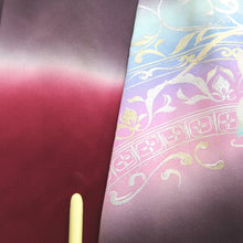 Load image into Gallery viewer, Furisode Wine red Bird Flower Tall Silk #9714J5