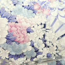Load image into Gallery viewer, Furisode White Lavender Plum blossom Peony Folding Fan Silk #10550B4