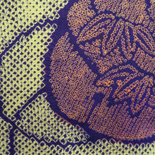 Load image into Gallery viewer, Haori Jacket Vintage(1920-1950) Yellow Blueish Purple Green Shibori Bamboo leaf Long Silk #9966C1