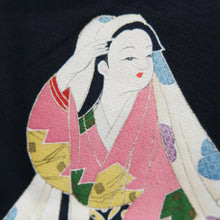 Load image into Gallery viewer, Haori Jacket Vintage(1950-1980) Black Plum blossom Branch Silk #10241E3