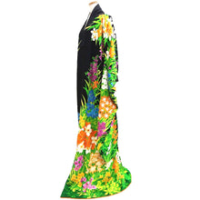 Load image into Gallery viewer, Furisode Black Hand painted Hyakka Tall Silk #9694J4