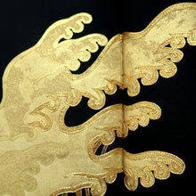 Load image into Gallery viewer, Tomesode Black Gold Curling Wave Silk #10399A1